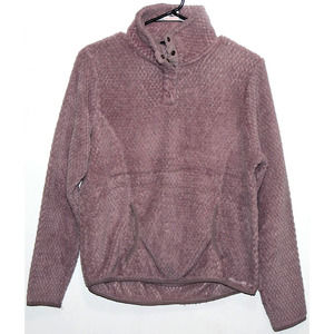 Womens Eddie Bauer Purple Fleece Polyester Snap Pullover Sweatshirt Jacket Small
